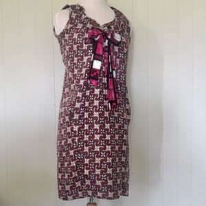 MARNI Classic 2010 Sz 38 US/2 Women's printed Shift Dress bow tie neckline